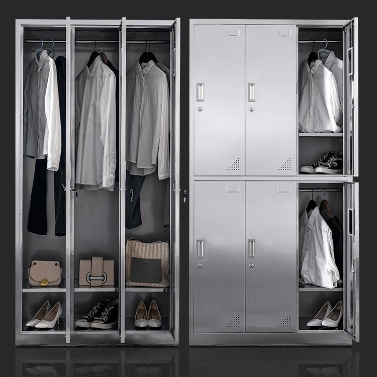 Modern Hinged Door Storage Cabinet Chrome Metal Armoire for Bathroom