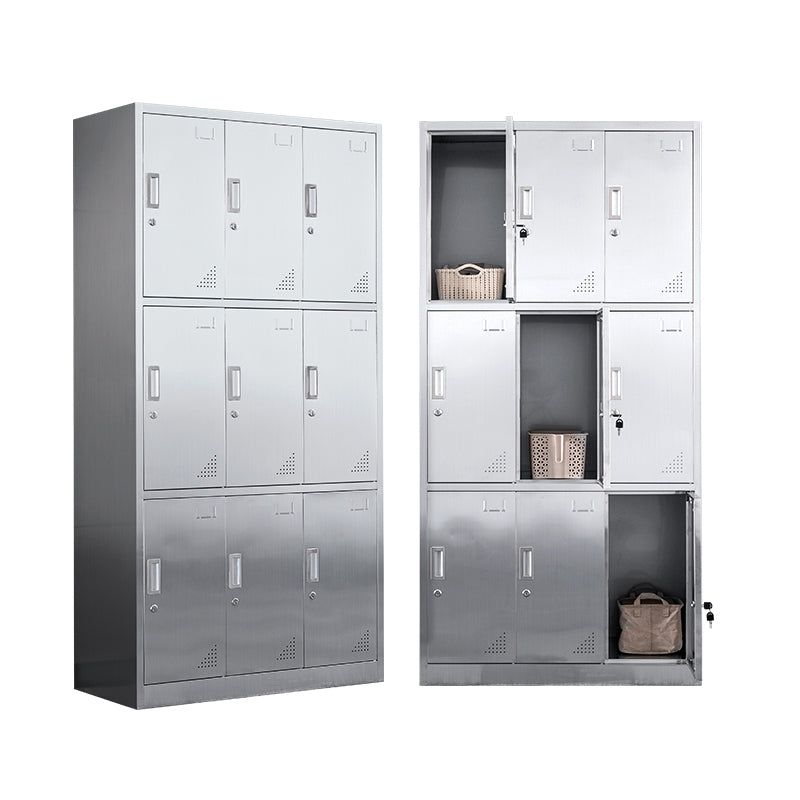Modern Hinged Door Storage Cabinet Chrome Metal Armoire for Bathroom