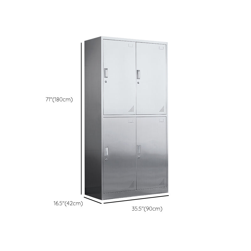 Modern Hinged Door Storage Cabinet Chrome Metal Armoire for Bathroom