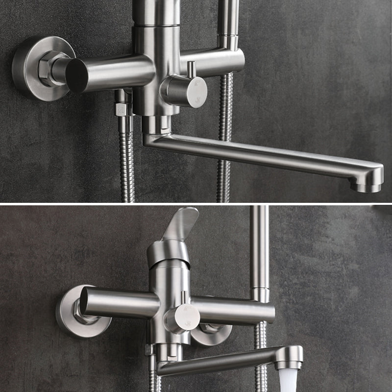 Wall Mounted Metal Tub Filler Low Arc Swivel Bathroom Faucet