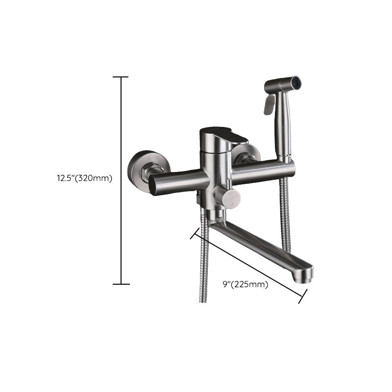 Wall Mounted Metal Tub Filler Low Arc Swivel Bathroom Faucet