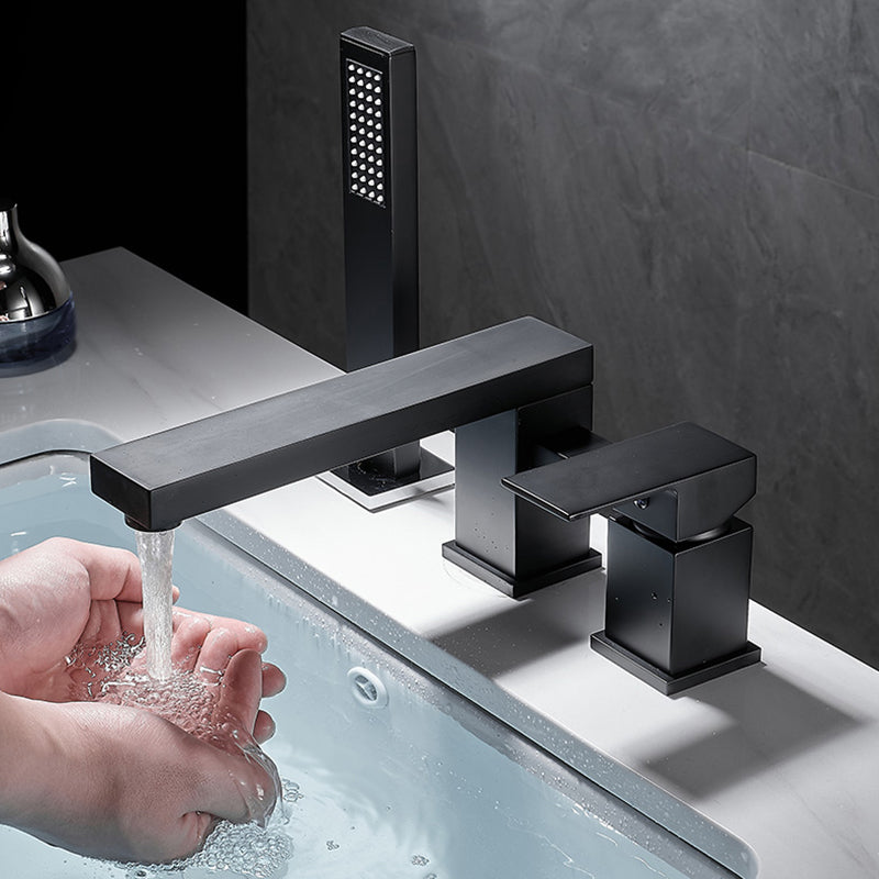 Modern Wall Mounted Metal Tub Filler 3 Holes Swivel Tub Filler Trim
