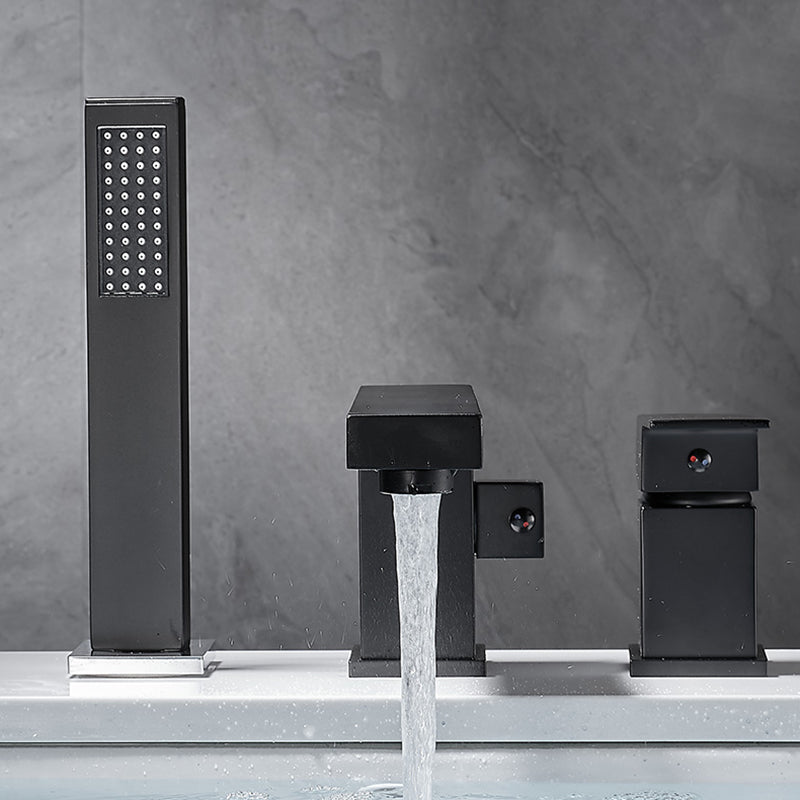 Modern Wall Mounted Metal Tub Filler 3 Holes Swivel Tub Filler Trim