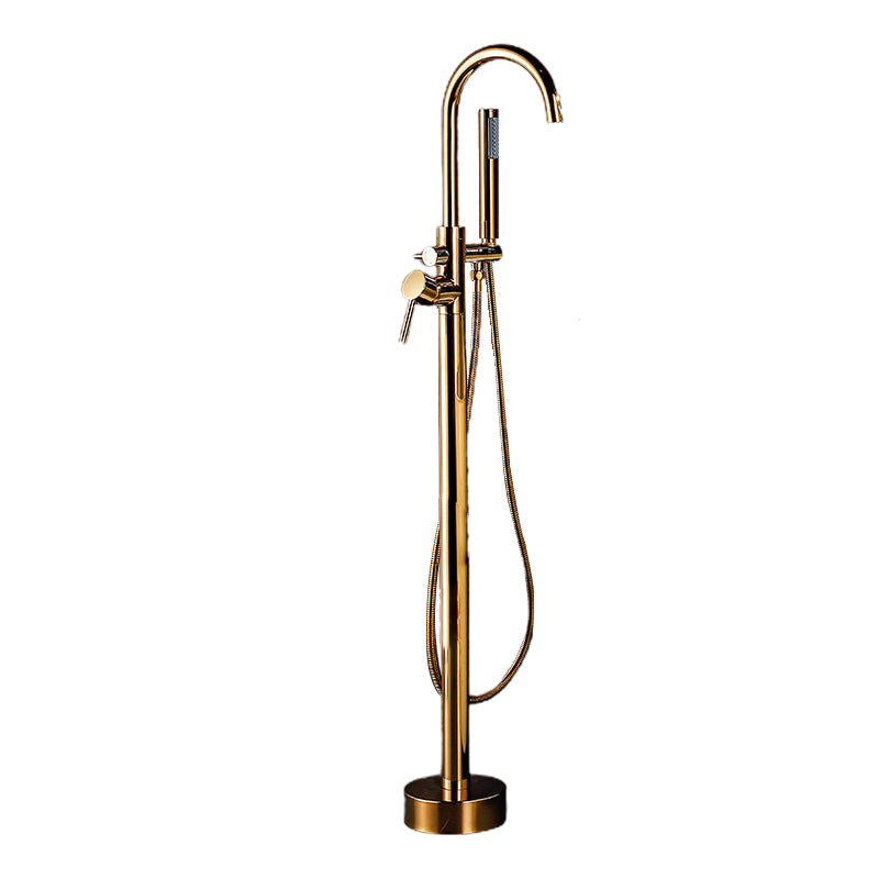 Floor Mounted Metal Freestanding Tub Filler Double Handles Freestanding Bathtub Faucet
