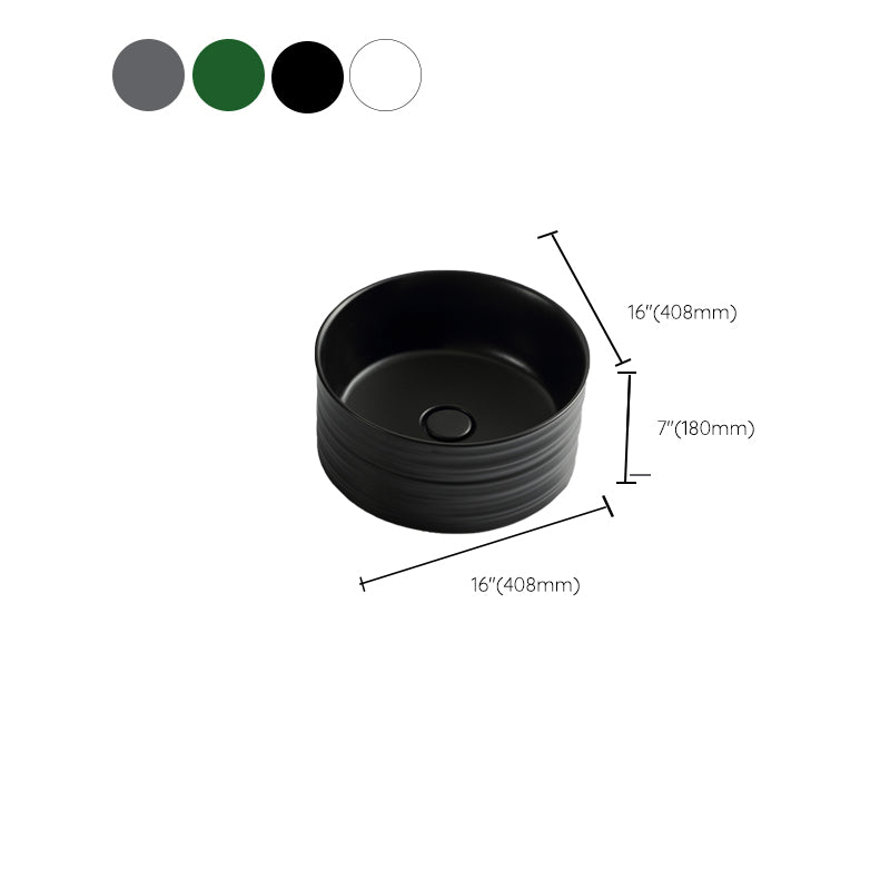 Modern Vessel Bathroom Sink Circular Porcelain with Pop-Up Drain Vessel Sink