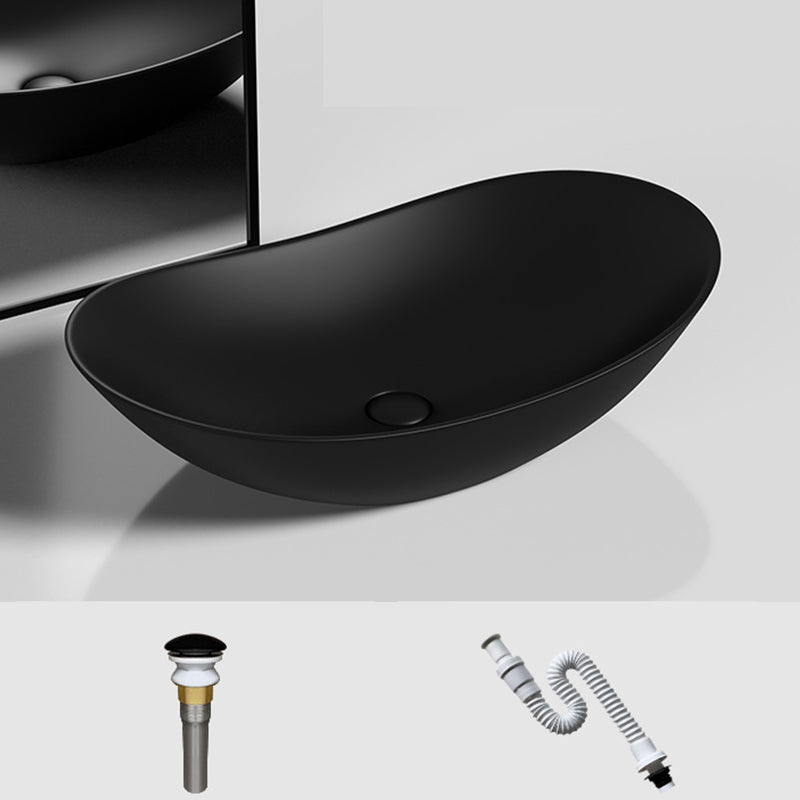 Modern Vessel Bathroom Sink Oval Porcelain with Basin and Faucet Wash Stand