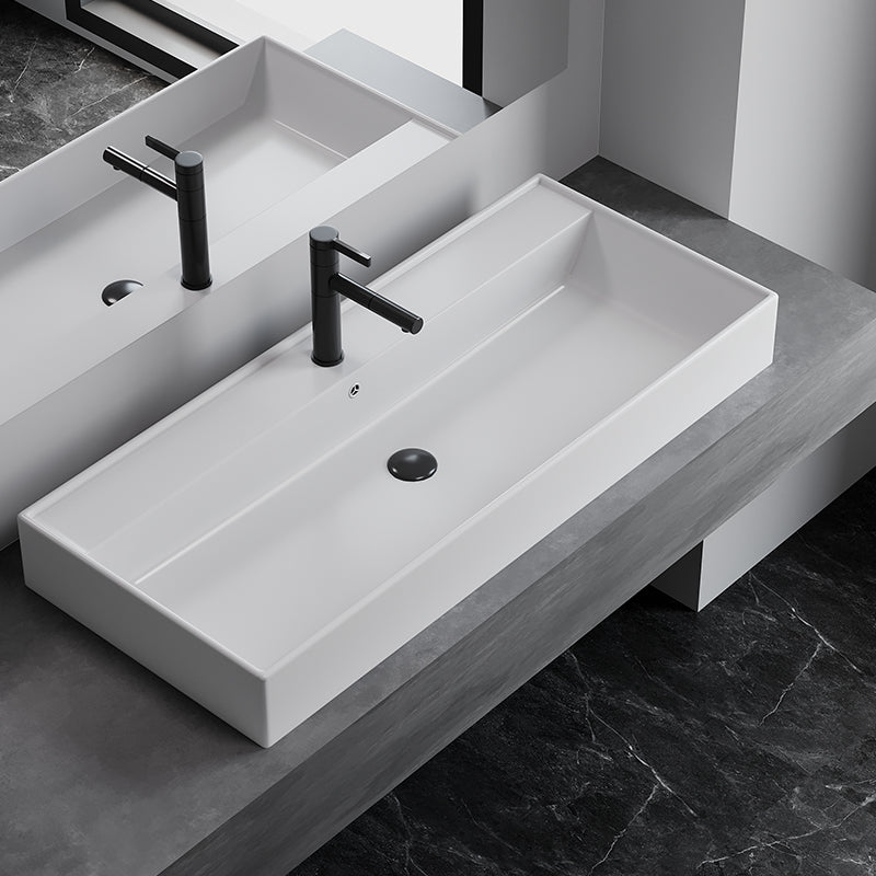 White Rectangular Trough Bathroom Sink Modern Trough Bathroom Sink