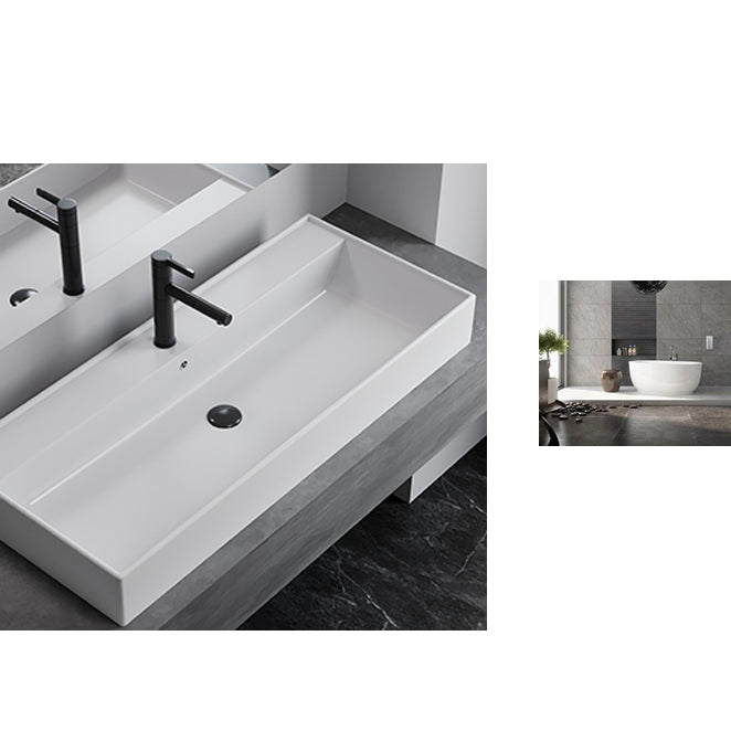 White Rectangular Trough Bathroom Sink Modern Trough Bathroom Sink