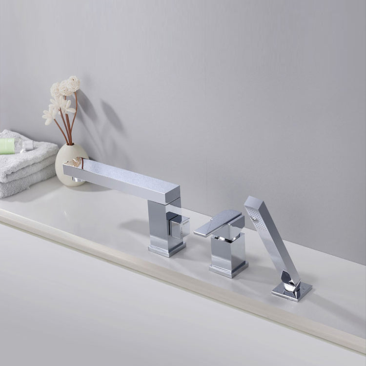 Contemporary Deck Mounted Roman Metal Tub Faucet Low Arc Roman Tub Faucet Set