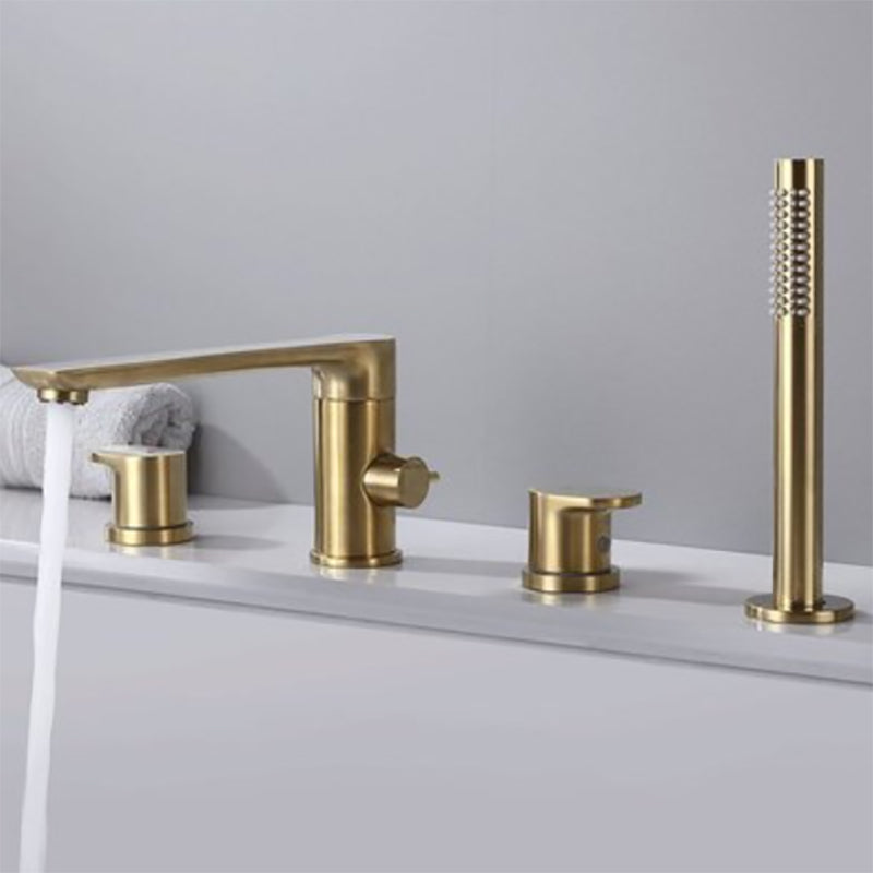 Contemporary Deck Mounted Roman Metal Tub Faucet Low Arc Roman Tub Faucet Set