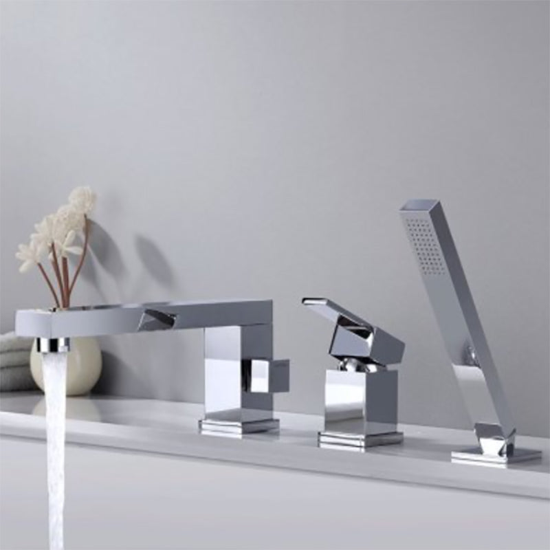 Contemporary Deck Mounted Roman Metal Tub Faucet Low Arc Roman Tub Faucet Set
