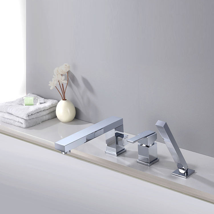 Contemporary Deck Mounted Roman Metal Tub Faucet Low Arc Roman Tub Faucet Set