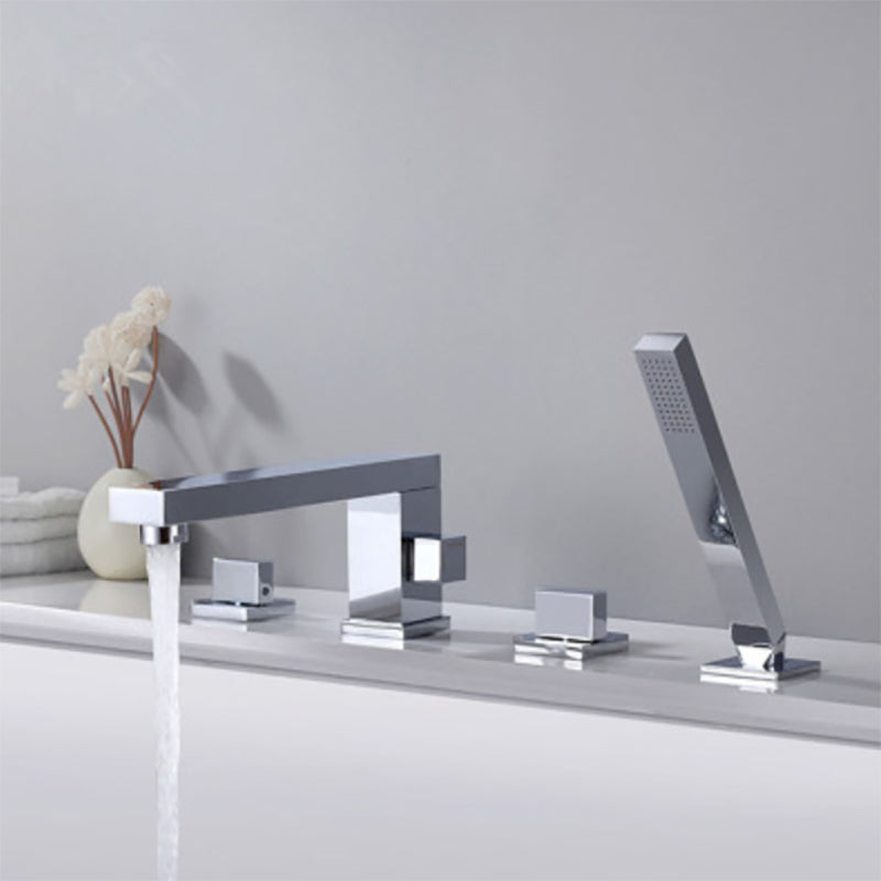 Contemporary Deck Mounted Roman Metal Tub Faucet Low Arc Roman Tub Faucet Set
