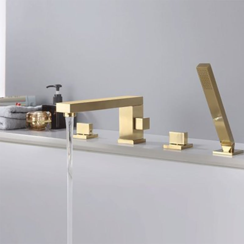 Contemporary Deck Mounted Roman Metal Tub Faucet Low Arc Roman Tub Faucet Set