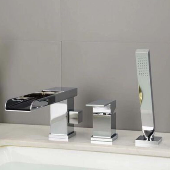 Contemporary Deck Mounted Roman Metal Tub Faucet Low Arc Roman Tub Faucet Set