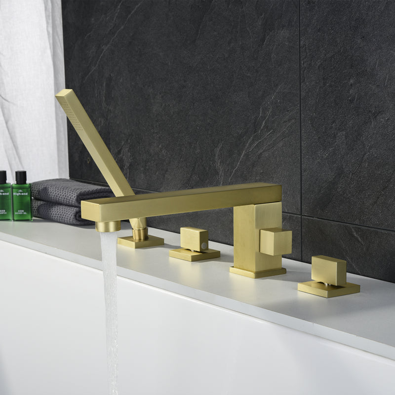 Contemporary Deck Mounted Roman Copper Tub Faucet Low Arc Roman Tub Faucet Set