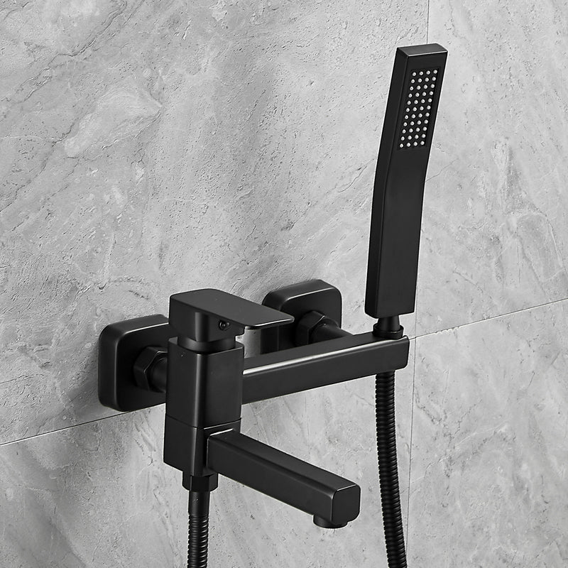 Wall Mounted Metal Tub Filler Low Arc Rotatable Bathroom Faucet