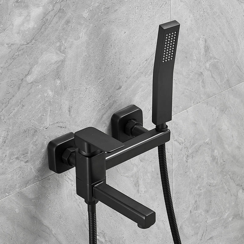 Wall Mounted Metal Tub Filler Low Arc Rotatable Bathroom Faucet