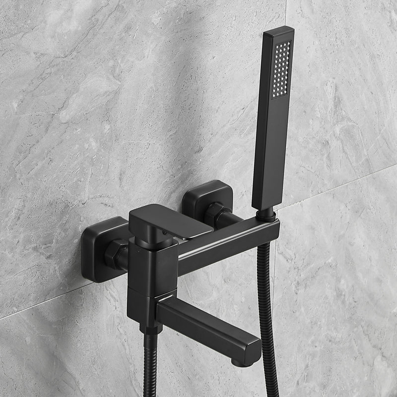 Wall Mounted Metal Tub Filler Low Arc Rotatable Bathroom Faucet