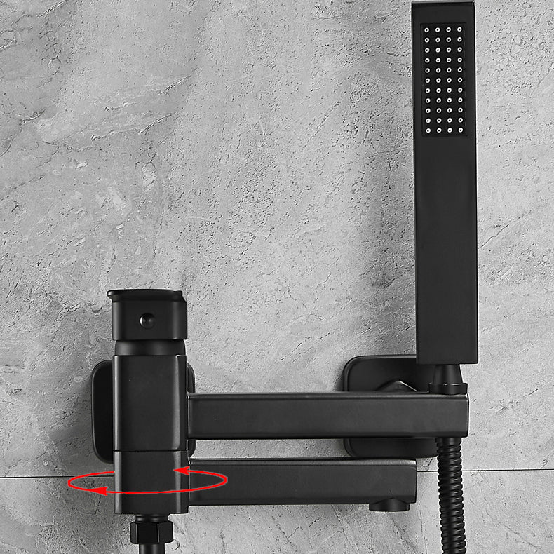 Wall Mounted Metal Tub Filler Low Arc Rotatable Bathroom Faucet