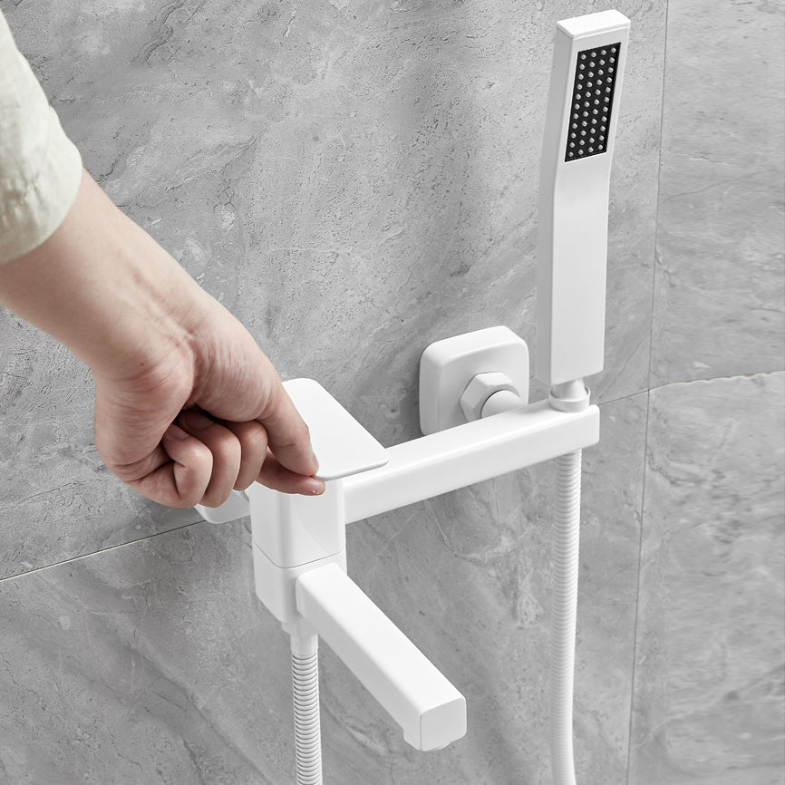 Wall Mounted Metal Tub Filler Low Arc Rotatable Bathroom Faucet