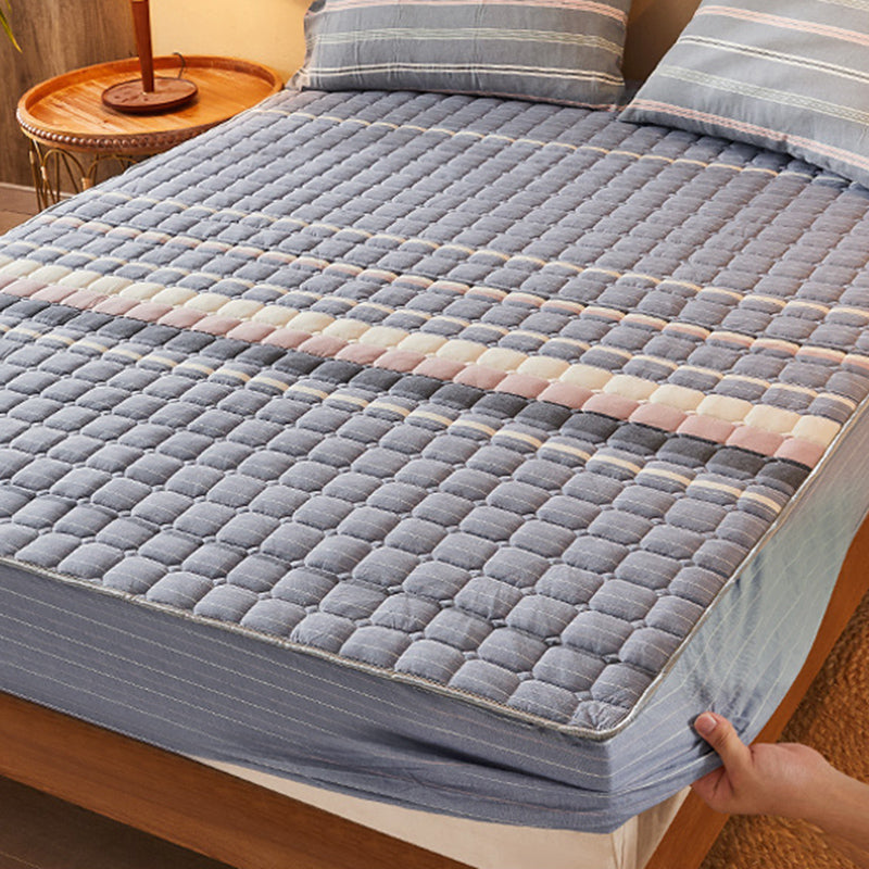 Green Cotton Sheet Set Check Pattern Tear Resistant Bed Sheet