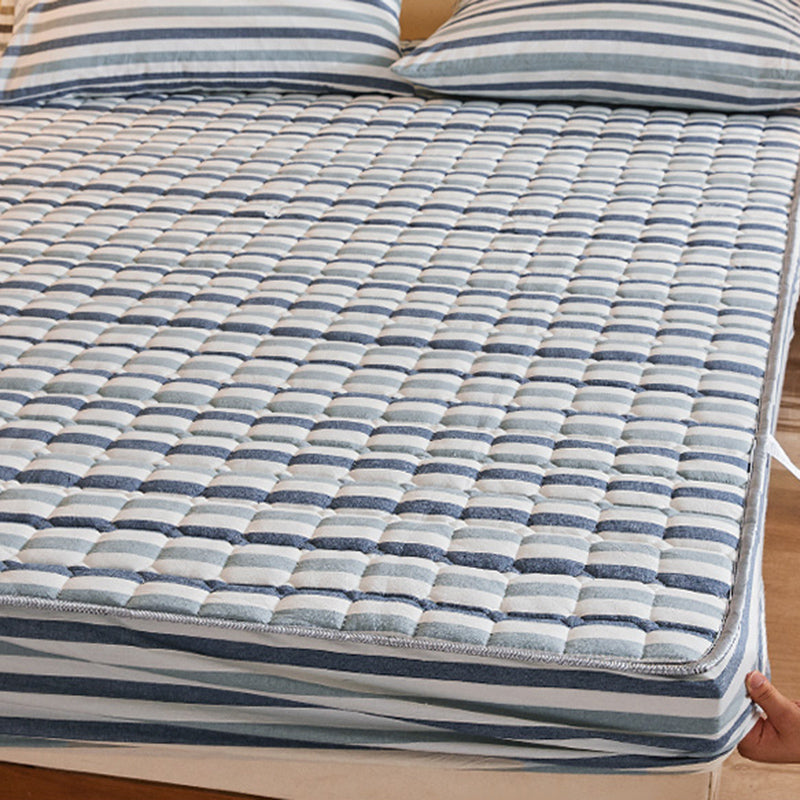 Green Cotton Sheet Set Check Pattern Tear Resistant Bed Sheet