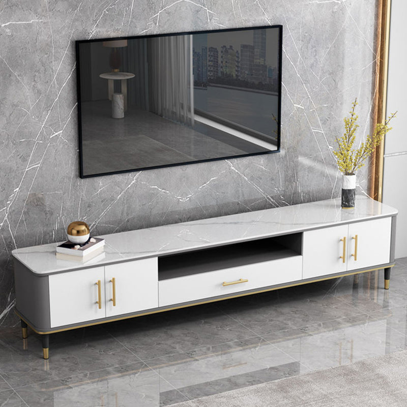 Glam Media Console TV Stand Stone TV Stand Console with Drawer