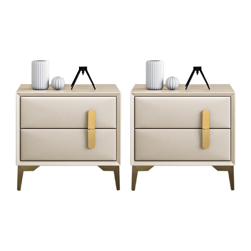 Modern Bed Nightstand Leather Bedside Cabinet with 2 Drawers