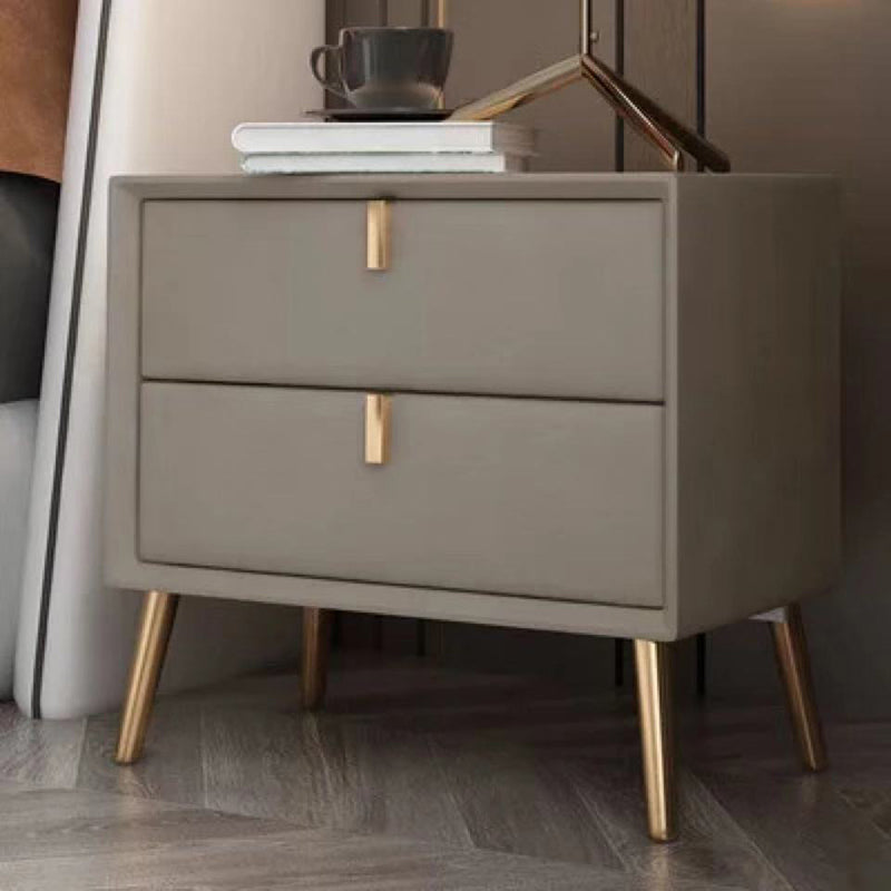 Solid Wood Bedside Cabinet Modern Accent Table Nightstand with 2 Drawers