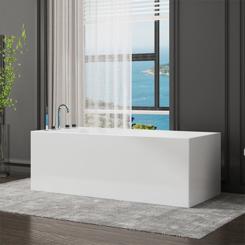 Modern Style Freestanding Bath Tub Stone Bathtub with Overflow Trim