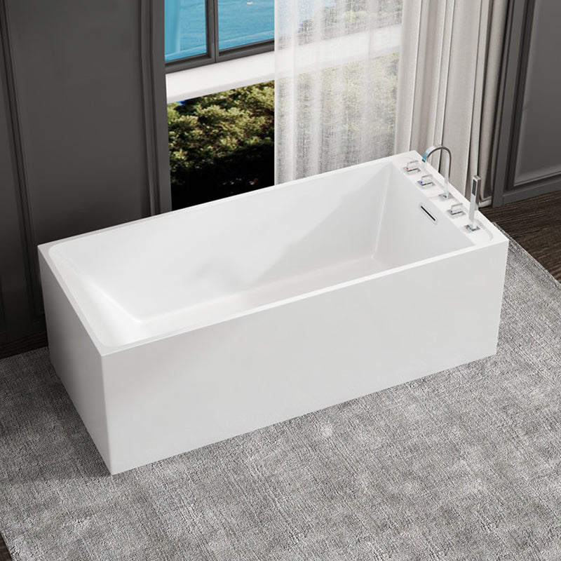 Modern Style Freestanding Bath Tub Stone Bathtub with Overflow Trim