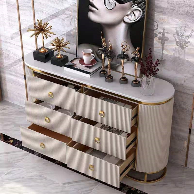 15.6-inch Width Classic Glam Storage Chest Stone Dresser with 6 Drawers