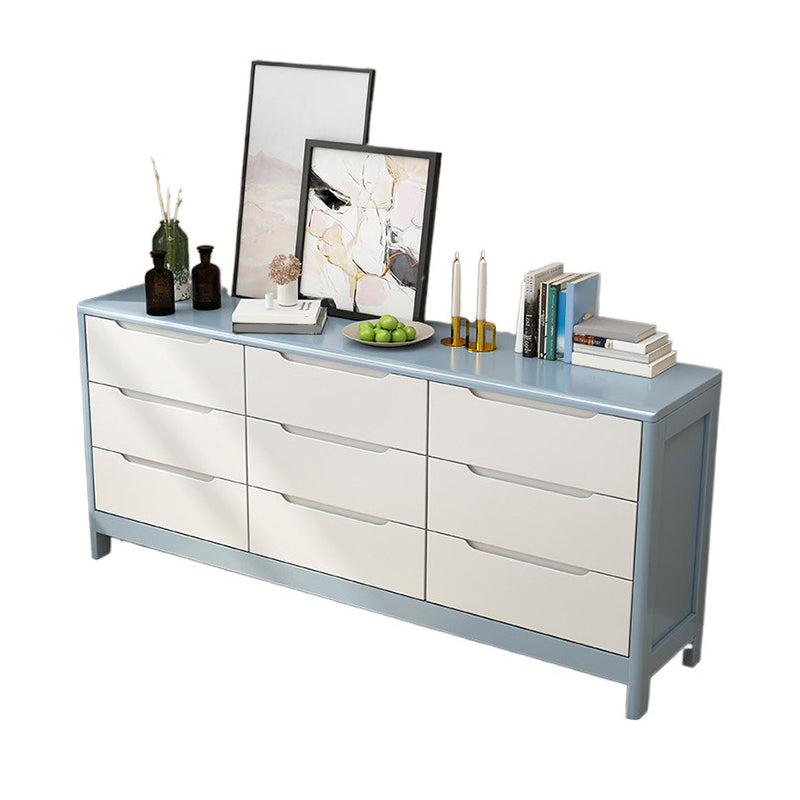 Ultra-Modern Rubberwood Double Dresser Horizontal Storage Chest Dresser for Bedroom