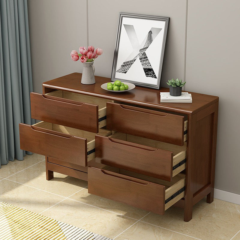 Ultra-Modern Rubberwood Double Dresser Horizontal Storage Chest Dresser for Bedroom