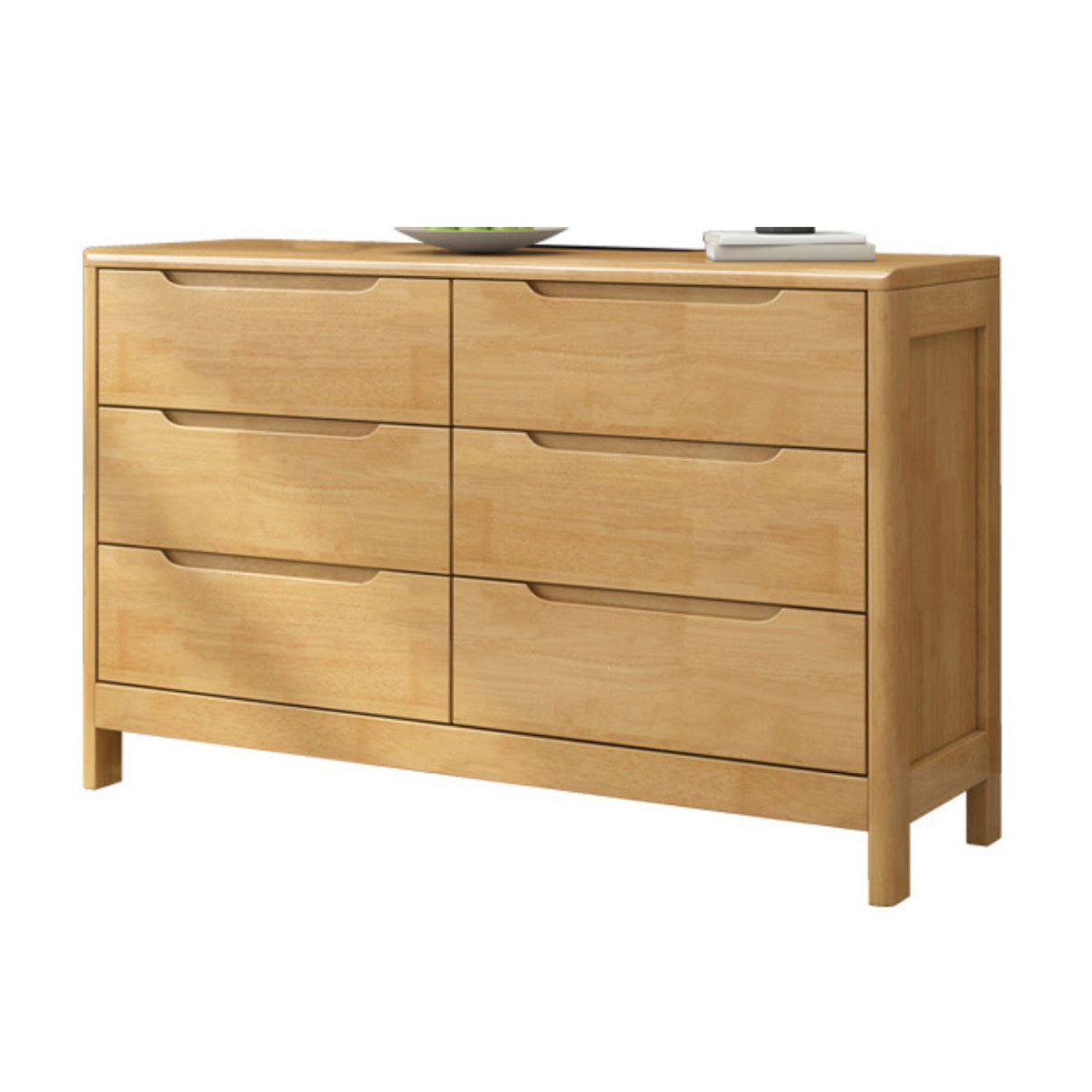 Ultra-Modern Rubberwood Double Dresser Horizontal Storage Chest Dresser for Bedroom