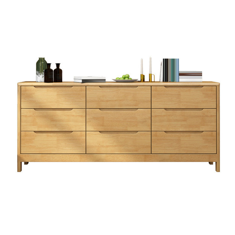 Ultra-Modern Rubberwood Double Dresser Horizontal Storage Chest Dresser for Bedroom