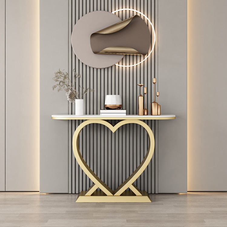 Glam Stone Console Table Scratch Resistant Accent Table for Hall