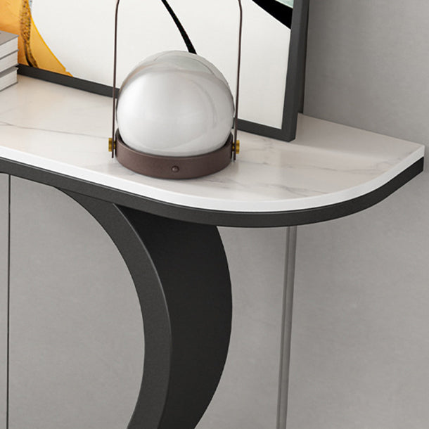 Glam Stone Console Table Scratch Resistant Accent Table for Hall