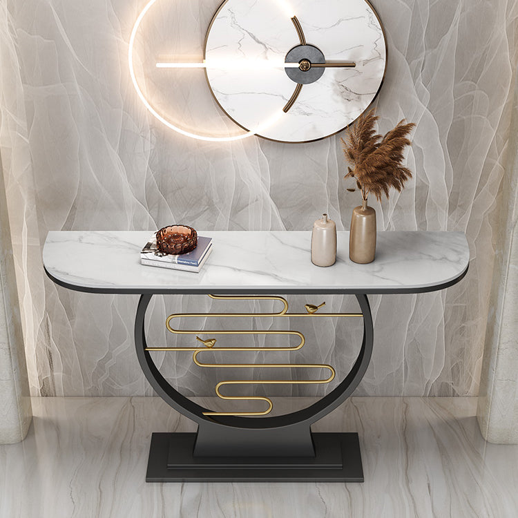 31.5" Tall Stone Console Table Modern Stain Resistant End Table for Hall