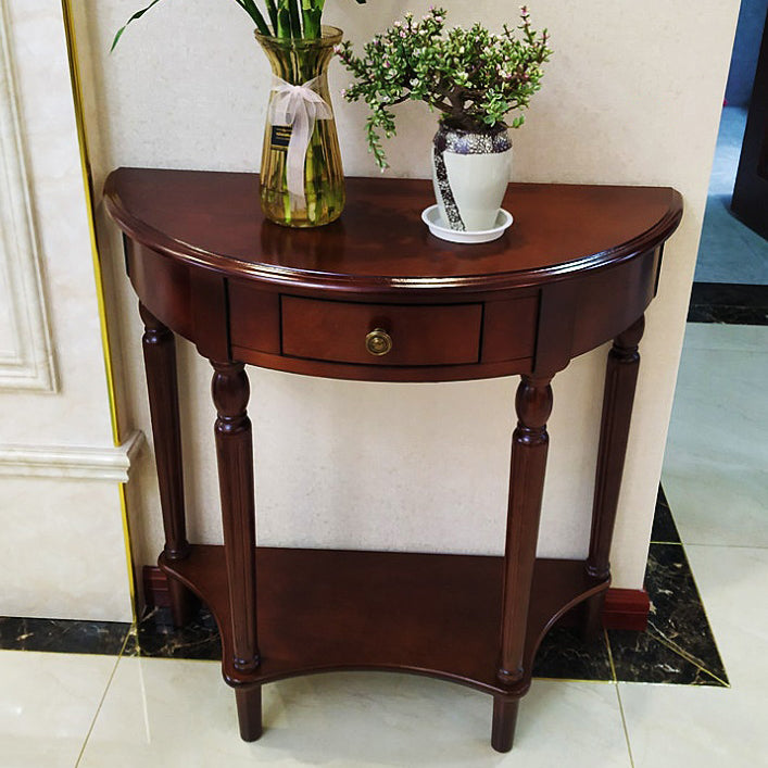 Victorian Wood Console Table Half Moon Console Sofa Table for Hall