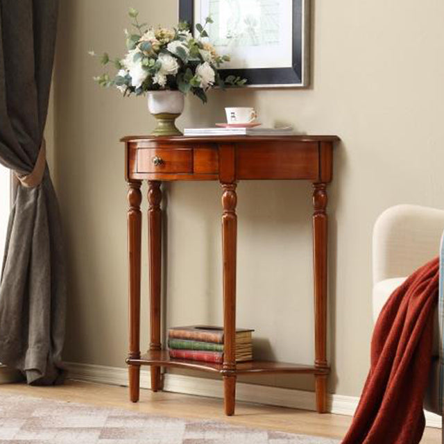 Victorian Wood Console Table Half Moon Console Sofa Table for Hall