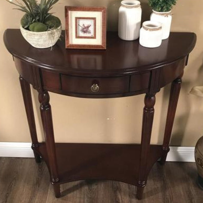 Victorian Wood Console Table Half Moon Console Sofa Table for Hall