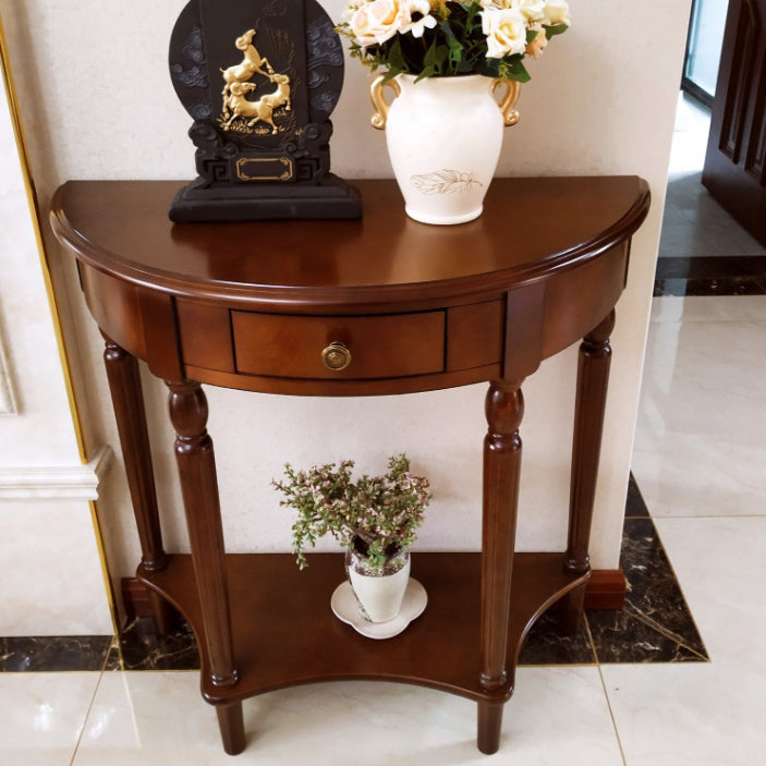 Victorian Wood Console Table Half Moon Console Sofa Table for Hall