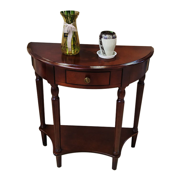 Victorian Wood Console Table Half Moon Console Sofa Table for Hall