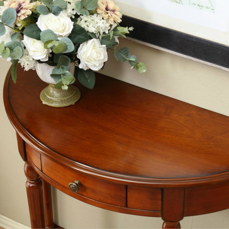 Victorian Wood Console Table Half Moon Console Sofa Table for Hall