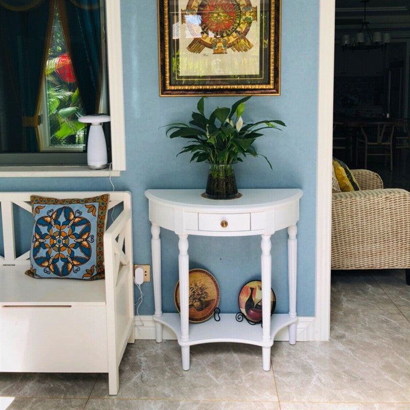 Victorian Wood Console Table Half Moon Console Sofa Table for Hall