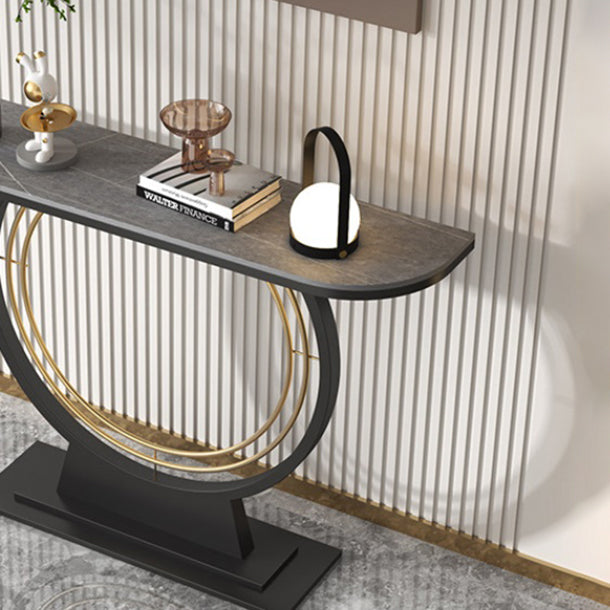 Glam Stone Console Table Iron Stain Resistant Console Sofa Table for Hall