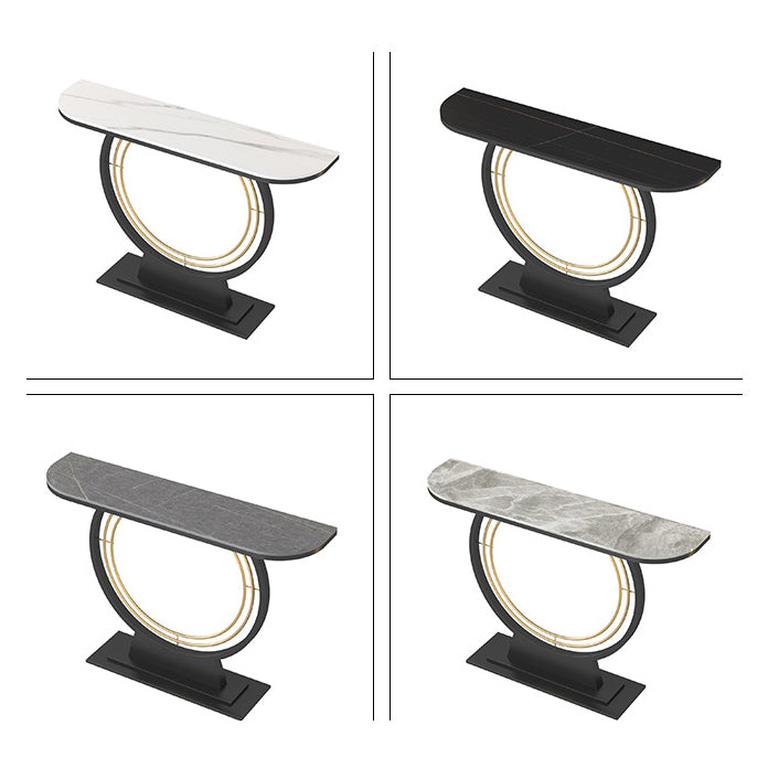 Glam Stone Console Table Iron Stain Resistant Console Sofa Table for Hall
