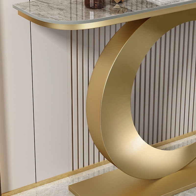 Contemporary Stone Console Table Half Moon Console Sofa Table for Hall